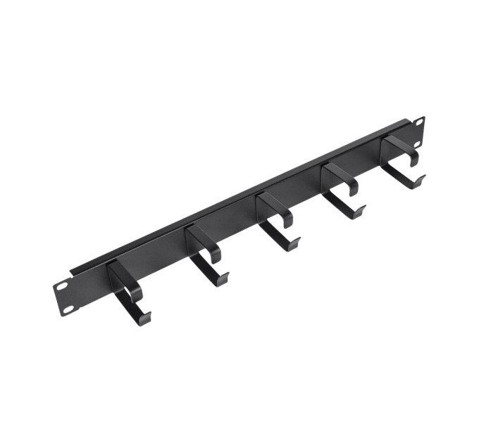 Кабельний організатор Trinix TRX-1U/CM-5R Black металевий на 5 кілець для комутаційної шафи 19"