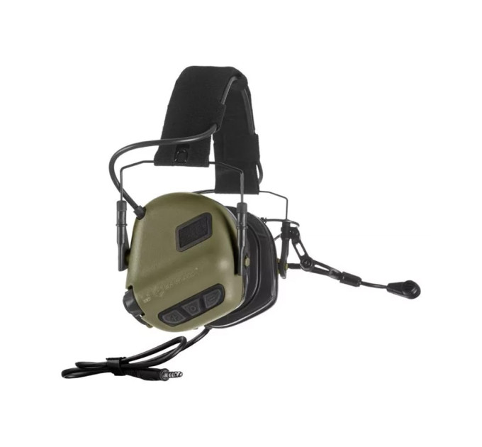 Активные защитные наушники Earmor M32X Plus (FG) Olive с гарнитурой и креплением на шлем