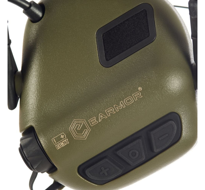 Активные защитные наушники Earmor M32X Plus (FG) Olive с гарнитурой и креплением на шлем