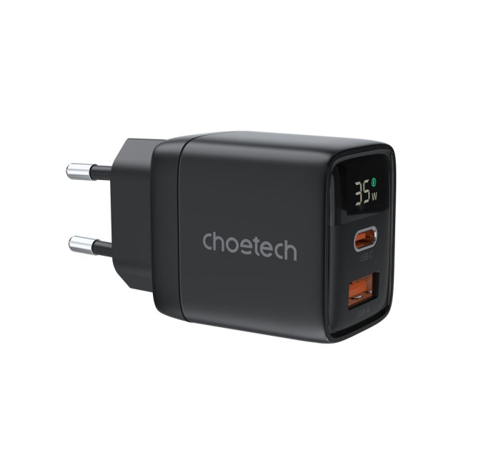 Сетевое зарядное устройство для Choetech PD6052 PD35W GAN A+C Black Сетевое зарядное устройство для Choetech PD6052 PD35W GAN A+C Black