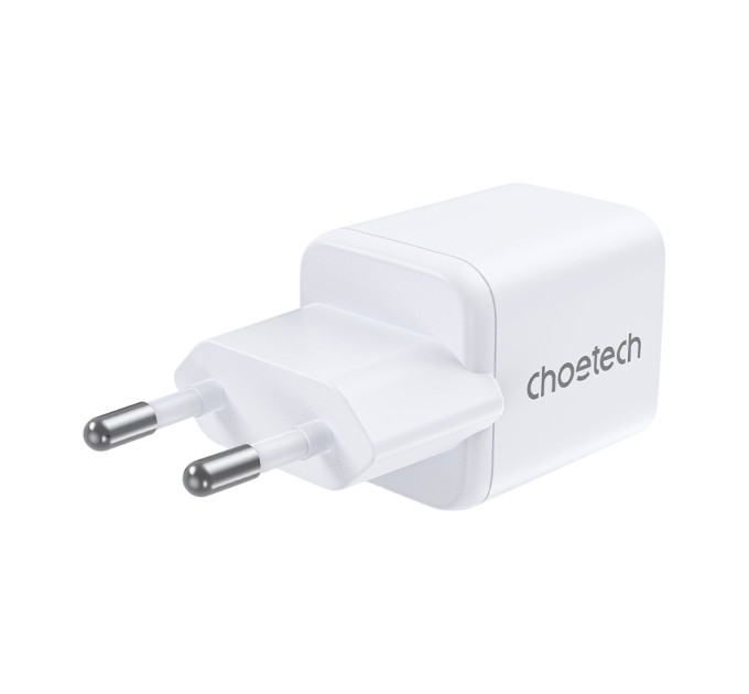 Мережевий зарядний пристрій Choetech PD5012 mini PD30W GAN A+C White