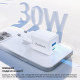 Мережевий зарядний пристрій Choetech PD5012 mini PD30W GAN A+C White