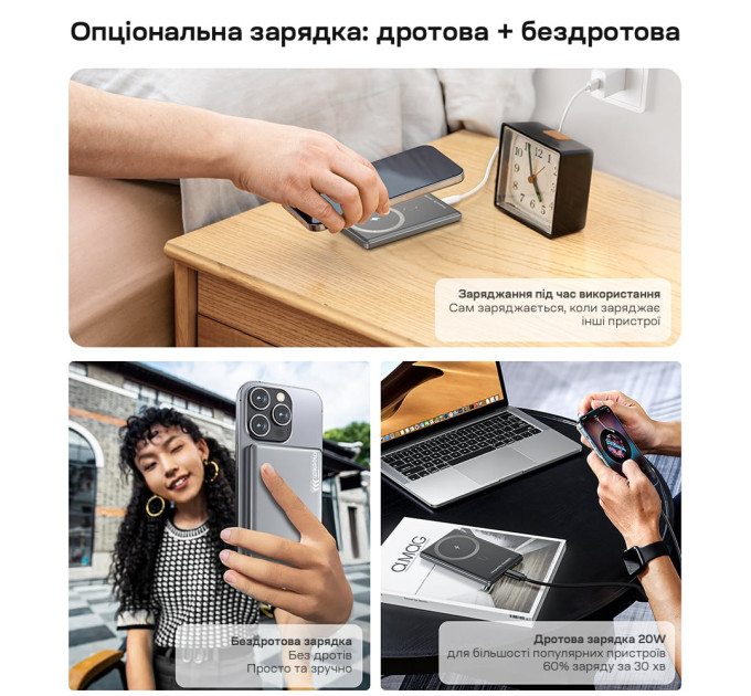 Повербанк 5000mAh Choetech B738 Black QC3.0 PD3.0 беспроводная магнитная зарядка
