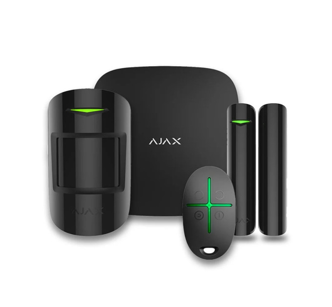 Комплект бездротової сигналізації Ajax StarterKit 2 чорний з 2G, Ethernet, підтримкою фотоверифікації тривог