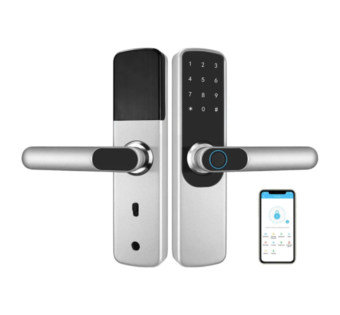 Замок биометрический автономный Trinix TRL-5204BTF Silver с Bluetooth, считывателем отпечатков пальцев и карт Mifare Замок биометрический автономный Trinix TRL-5204BTF Silver с Bluetooth, считывателем отпечатков пальцев и карт Mifare