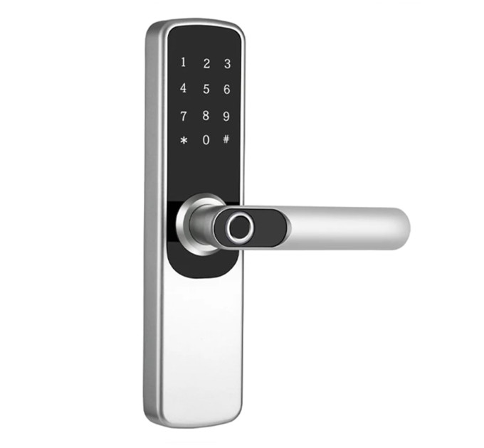 Замок биометрический автономный Trinix TRL-5204BTF Silver с Bluetooth, считывателем отпечатков пальцев и карт Mifare