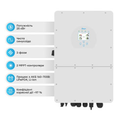Гібридний трифазний інвертор 25kW Deye SUN-25K-SG01HP3-EU-AM2 3Ф