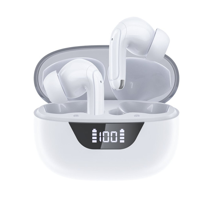 Беспроводные наушники Choetech BH-T60 White TWS, Bluetooth 5.3, ANC+ENC, LED-дисплей