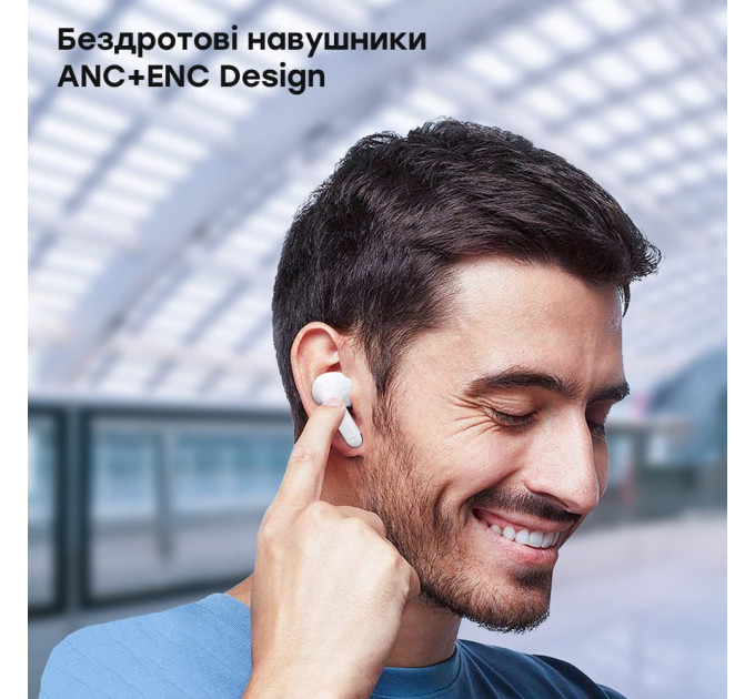 Беспроводные наушники Choetech BH-T60 White TWS, Bluetooth 5.3, ANC+ENC, LED-дисплей