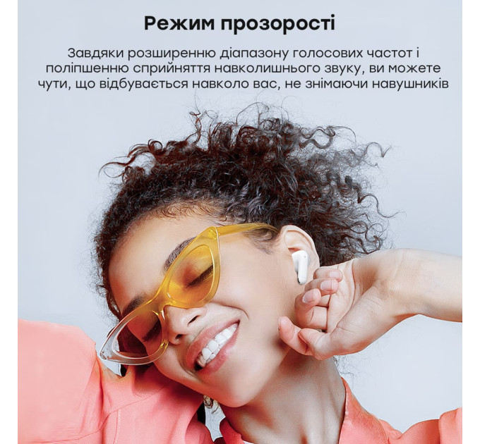 Беспроводные наушники Choetech BH-T60 White TWS, Bluetooth 5.3, ANC+ENC, LED-дисплей