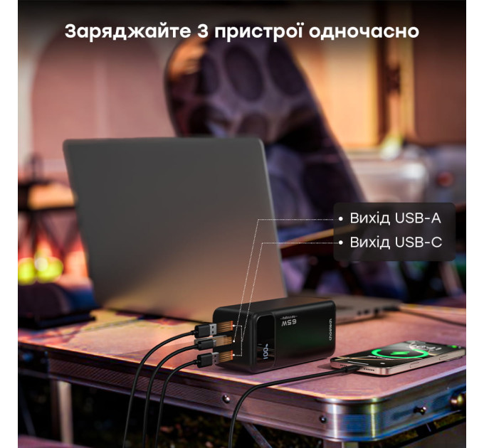 Повербанк 50000 mAh Choetech B733 Black 65W QC3.0 PD3.0