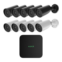 Комплект IP-відеонагляду на 10 камер Ajax IP-Video Kit 10x5Mp/4mm (BW/BB): 10 циліндричних 5Mp відеокамер + 16-канальний 8Mp відеореєстратор