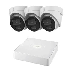Комплект IP-видеонаблюдения на 3 камеры Hikvision IP-Video Kit 3x2Mp (T) Mic DualLight: 3 купольные 2Mp видеокамеры + 4-канальный 6Mp видеорегистратор