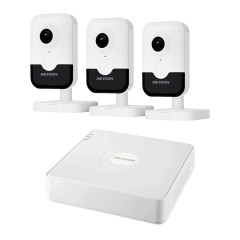 Комплект IP-відеонагляду на 3 камери Hikvision IP-Video Kit 3x4Mp (C) Mic WiFi: 3 внутрішні 4Mp Wi-Fi відеокамери + 4-канальний 6Mp відеореєстратор
