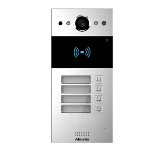 IP-видеопанель на 4 абонента 2Mp Akuvox R20B SIP со считывателем EM-Marine/Mifare/NFC IP-видеопанель на 4 абонента 2Mp Akuvox R20B SIP со считывателем EM-Marine/Mifare/NFC