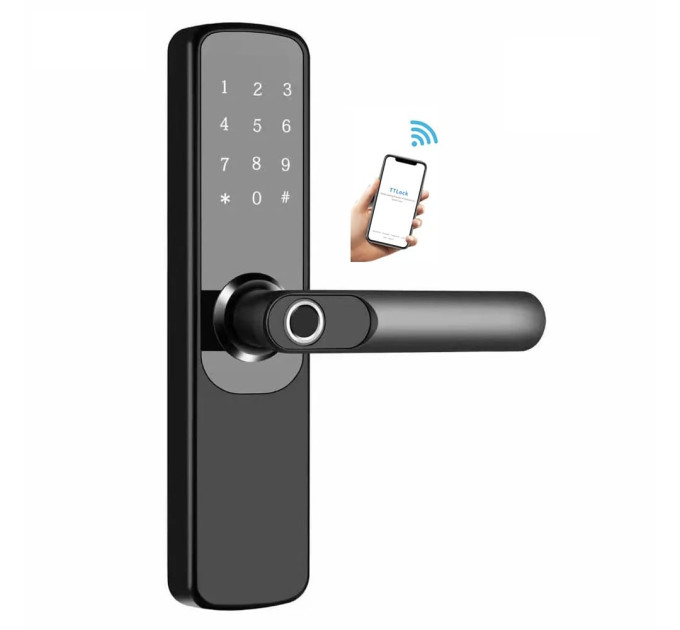 Замок биометрический автономный Trinix TRL-5204BTF Black с Bluetooth, считывателем отпечатков пальцев и карт Mifare