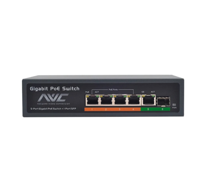 PoE-коммутатор 6-портовый гигабитный NVC-604Gs