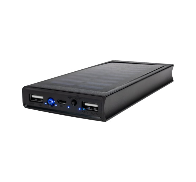Повербанк с солнечной панелью 20000mAh Power Bank Kraft KPB-1020SLIM Black LED-фонарь