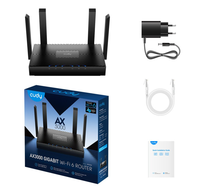 WiFi 6 Mesh-маршрутизатор Cudy WR3000 двухдиапазонный гигабитный AX3000