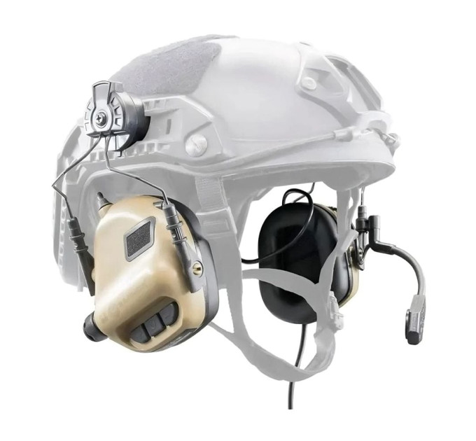 Активные защитные наушники Earmor M32H (TN) Tan с гарнитурой и креплением на шлем