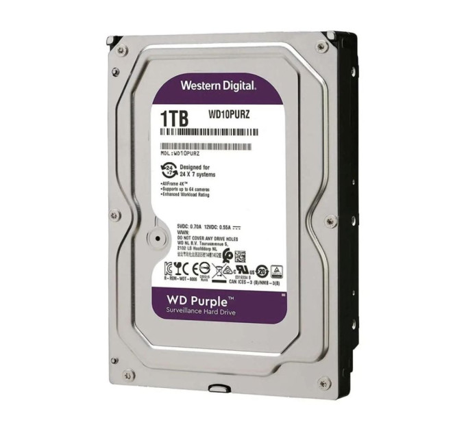 Жорсткий диск 3.5" 1TB 64MB Western Digital Purple WD10PURZ