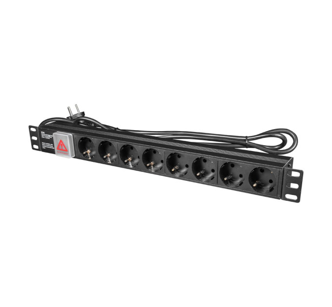 Блок розеток E-NET PDU/8M-16 Black на 8 розеток Schuko, с выключателем Блок розеток E-NET PDU/8M-16 Black на 8 розеток Schuko, с выключателем