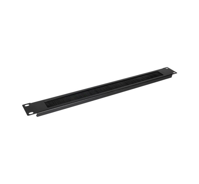 Кабельный организатор NVC-1U/CM Black со щеткой для коммутационного шкафа 19"