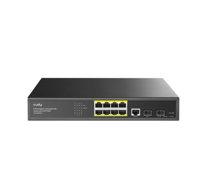 PoE-комутатор 11-портовий керований L2 Cudy GS2008PS2 гігабітний з 8 портами PoE, 120W