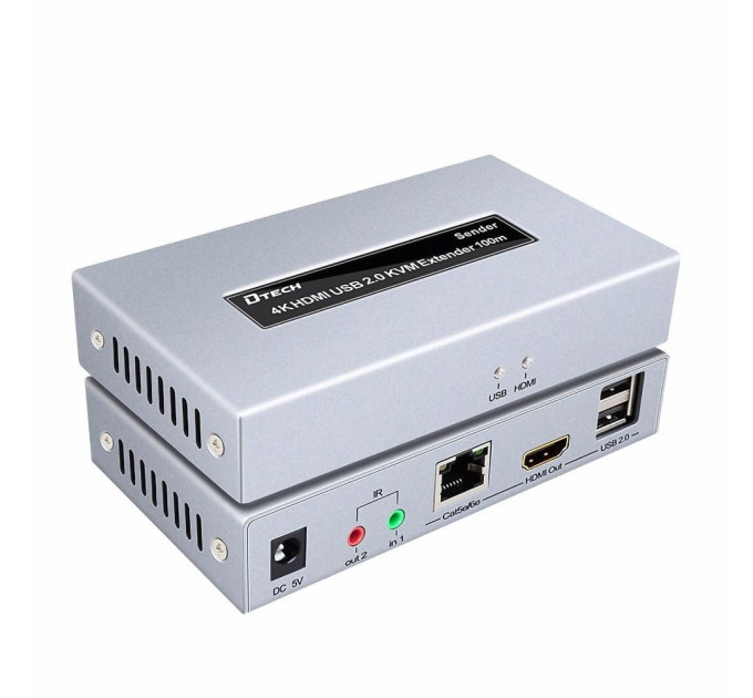 Подовжувач 4K HDMI і USB 2.0 KVM 100m Dtech DT-7051