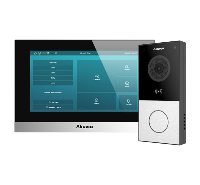 Комплект IP-відеодомофона Akuvox: домофон 7" C313 + відеопанель з WiFi 2Mp E12W (E12W + C313)