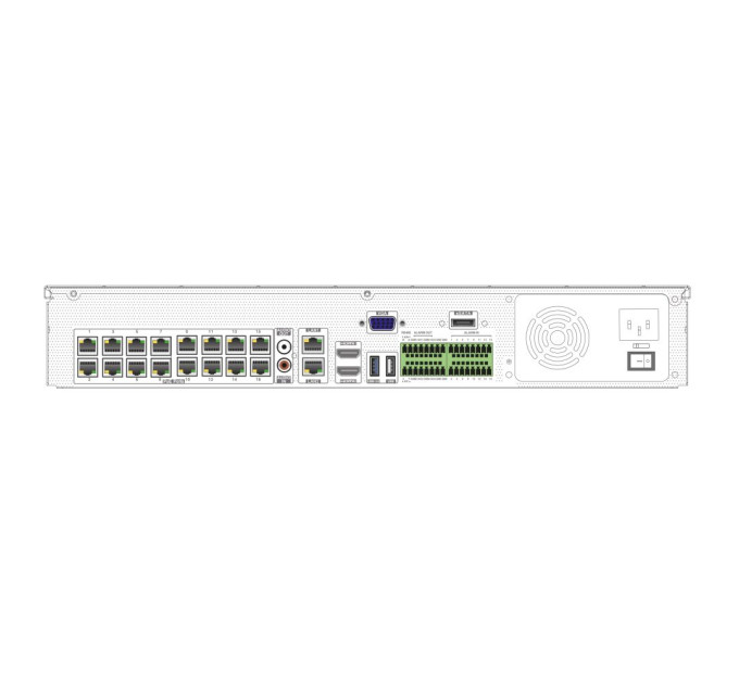 IP-відеореєстратор 32-канальний 12Mp TVT TD-3332H4-16P-B2(320-256) з 16 портами PoE