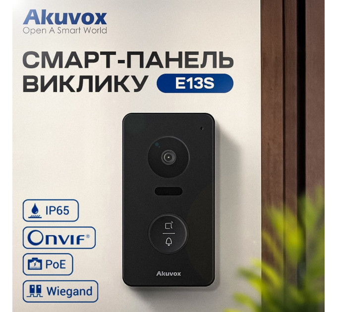 IP-видеопанель 2Mp Akuvox E13S SIP со считывателем Mifare/NFC