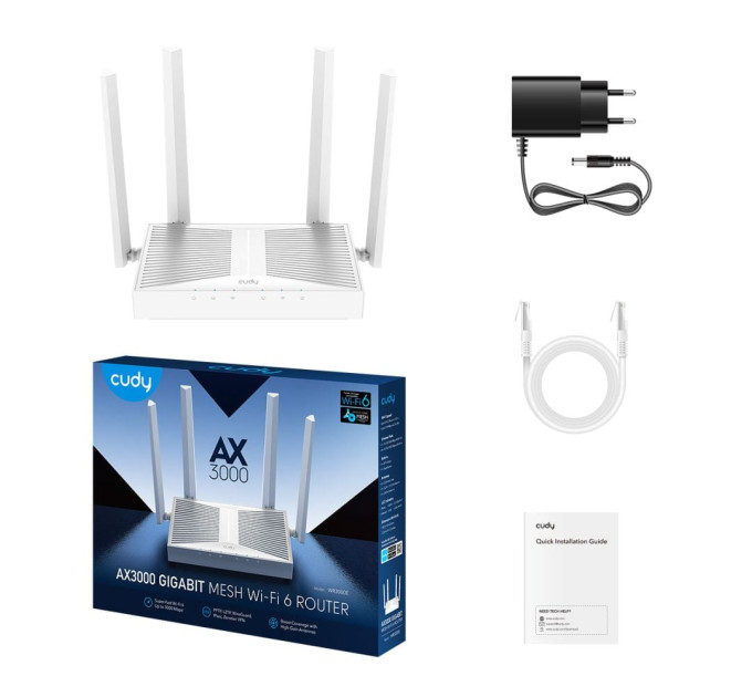WiFi 6 Mesh-маршрутизатор Cudy WR3000E двухдиапазонный гигабитный AX3000