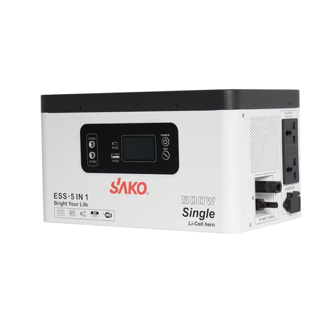 Портативна зарядна станція Sako Alpha-ESS-500W/1KWh. Потужність 500 Вт, енергоємність 1004.8 Вт*год, LifePO4
