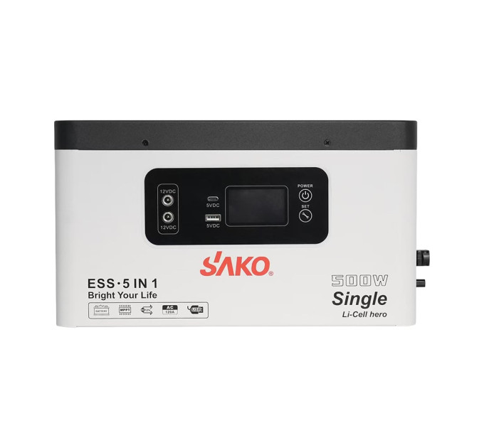 Портативна зарядна станція Sako Alpha-ESS-500W/1KWh. Потужність 500 Вт, енергоємність 1004.8 Вт*год, LifePO4