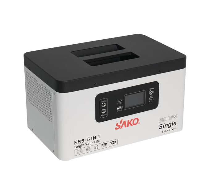 Портативна зарядна станція Sako Alpha-ESS-500W/1KWh. Потужність 500 Вт, енергоємність 1004.8 Вт*год, LifePO4