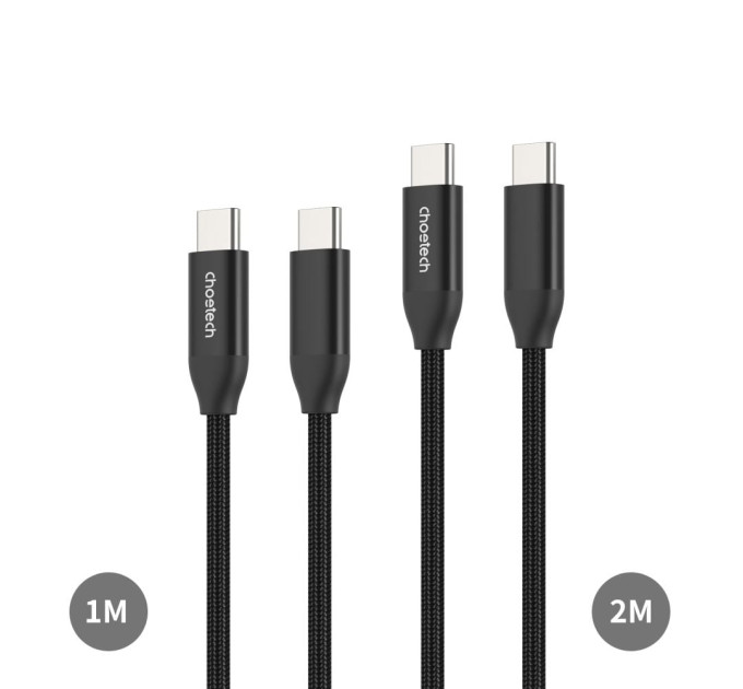 Кабель Choetech ХСС-1060 Black USB-C на USB-C PD3.1 240W 1m+2m, набор из 2 шт. Кабель Choetech ХСС-1060 Black USB-C на USB-C PD3.1 240W 1m+2m, набор из 2 шт.