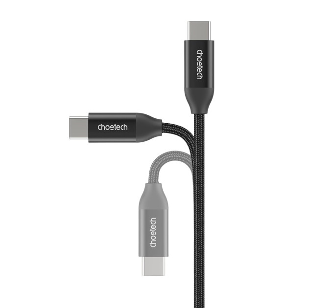 Кабель Choetech ХСС-1060 Black USB-C на USB-C PD3.1 240W 1m+2m, набор из 2 шт.