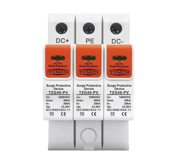 Обмежувач напруги TOMZN TZG40-PV 3P 1000V DC під DIN-рейку
