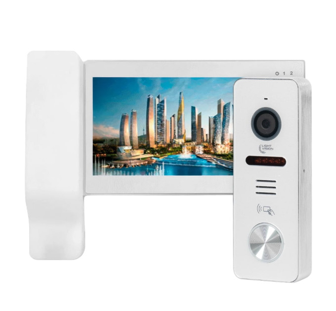 Комплект видеодомофона Light Vision: видеодомофон 7" SEOUL и видеопанель 2Mp White Комплект видеодомофона Light Vision: видеодомофон 7" SEOUL и видеопанель 2Mp White