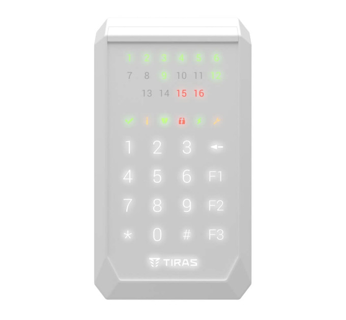 Клавіатура Tiras K-PAD16 White на 16 індикаторів зон