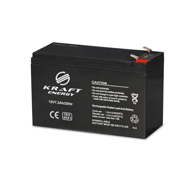 Аккумуляторная батарея 12В 7.2А Kraft 12V7.2Ah/20Hr AGM свинцово-кислотная Аккумуляторная батарея 12В 7.2А Kraft 12V7.2Ah/20Hr AGM свинцово-кислотная