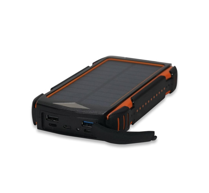 Повербанк с солнечной панелью 30000mAh Power Bank Kraft TPB-1830SLP Orange 18W QC2.0 LED-фонарь