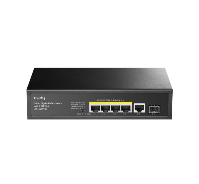 PoE-комутатор 6-портовий некерований Cudy GS1005PTS1 4 порти PoE+ SFP-порт гігабітний 120W