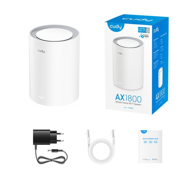 Маршрутизатор WiFi Mesh-система WiFi 6 Cudy M1800 (1-Pack) дводіапазонний гігабітний AX1800