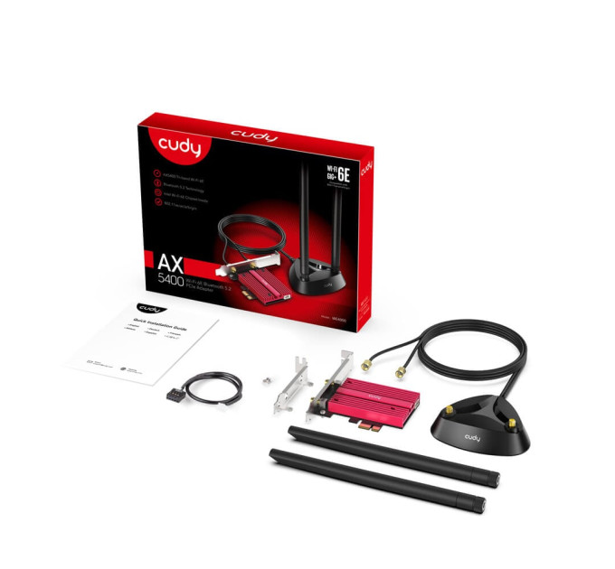 Адаптер WiFi 6E Cudy WE4000 AX5400 PCI Express трехдиапазонный с Bluetooth 5.2