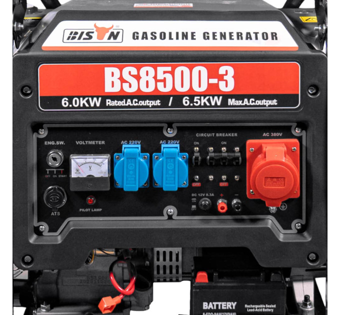 Генератор бензиновий трифазний 6 кВт Bison BS8500-3