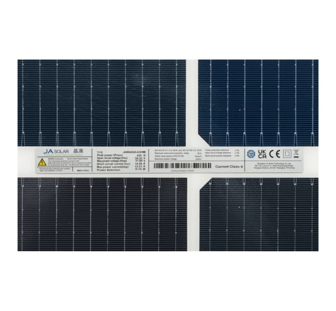 Сонячна панель JA Solar JAM54D40-420-MB-BF 420W двостороння