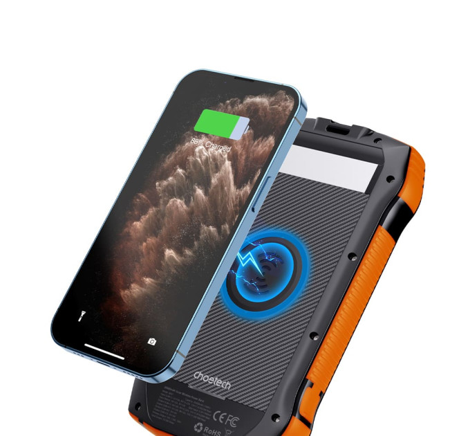 Повербанк з сонячною панеллю 20000mAh Choetech B657 Black PD20W+QC QC3.0 PD3.0 бездротова зарядка