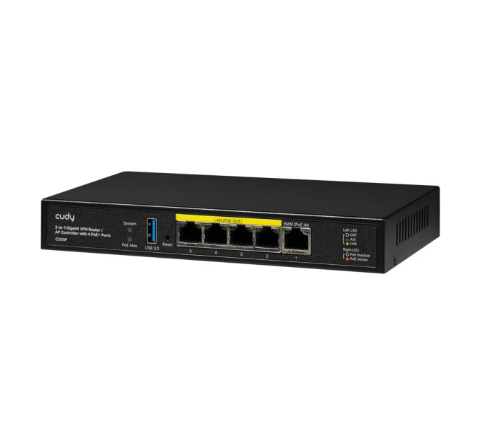 Контролер точок доступу AP / гігабітний VPN-маршрутизатор Cudy C200P з 4 портами PoE+